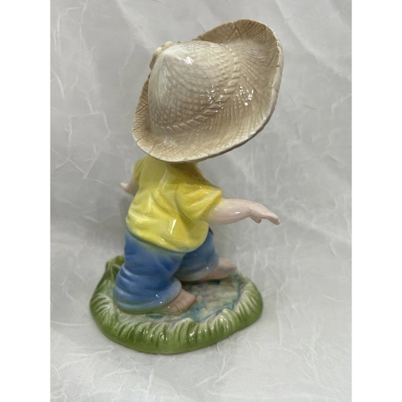 Vintage Rare Josef Originals Boy Hat Puddle Figurine Happiness Is - Picture 5 of 7